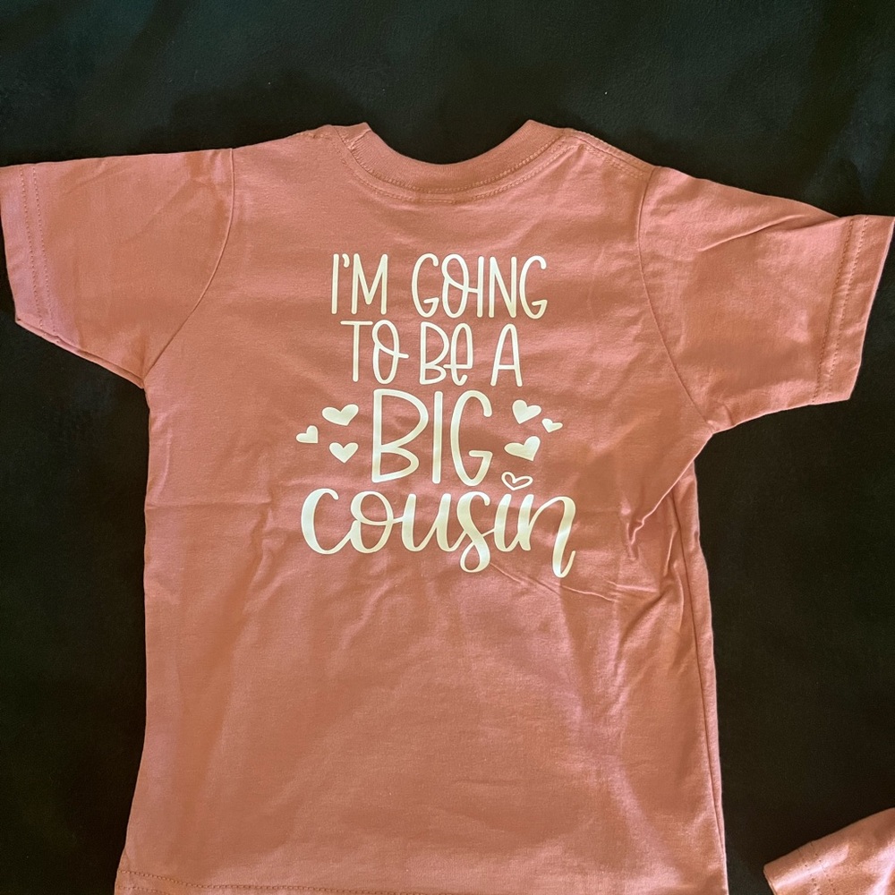 Baby Announcement- Kids 'Big Cousin' Short Sleeve T-Shirt - Mauve